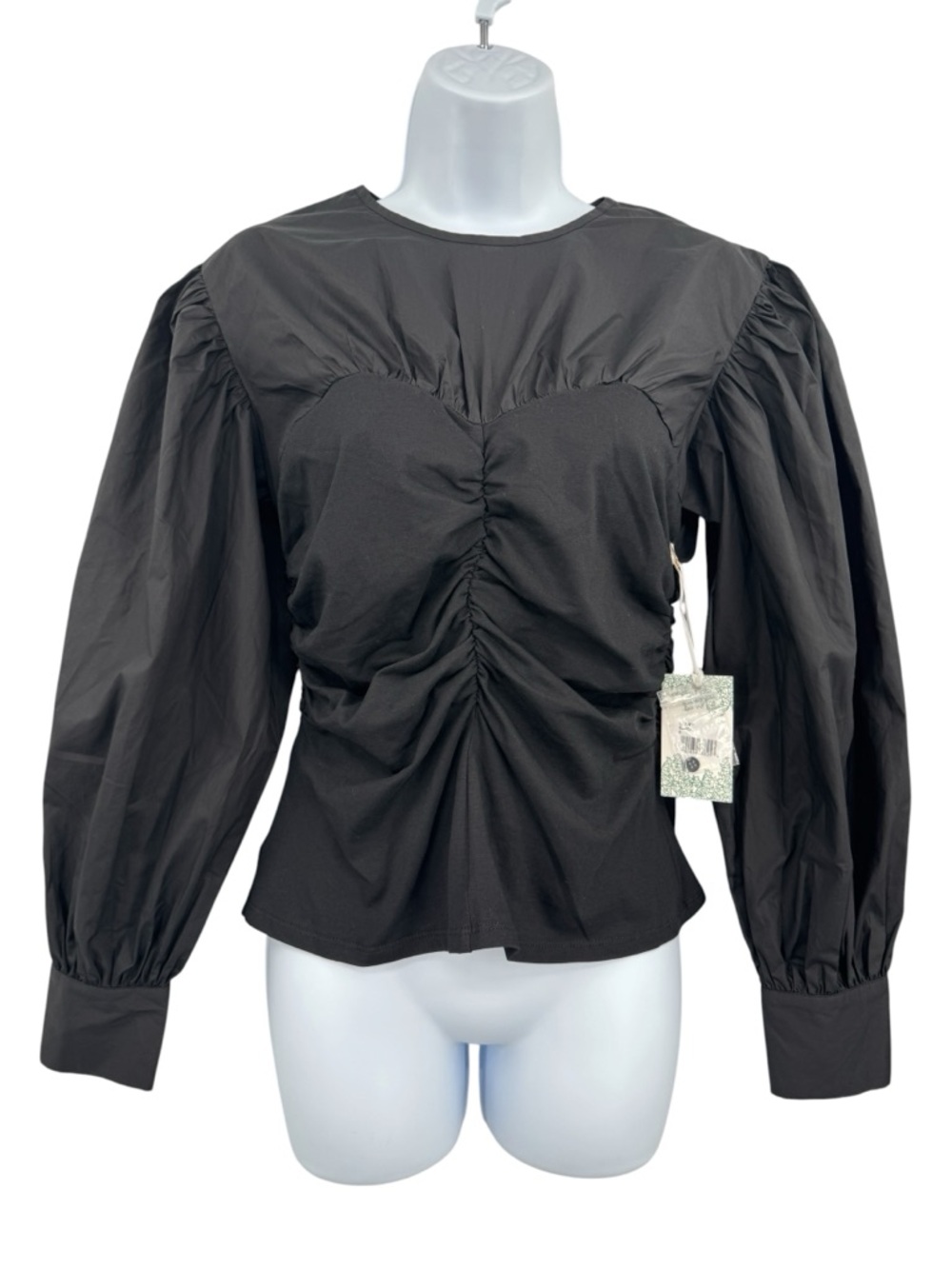 Hyacinth House Black Mixed-Media Anita Blouse Size S
